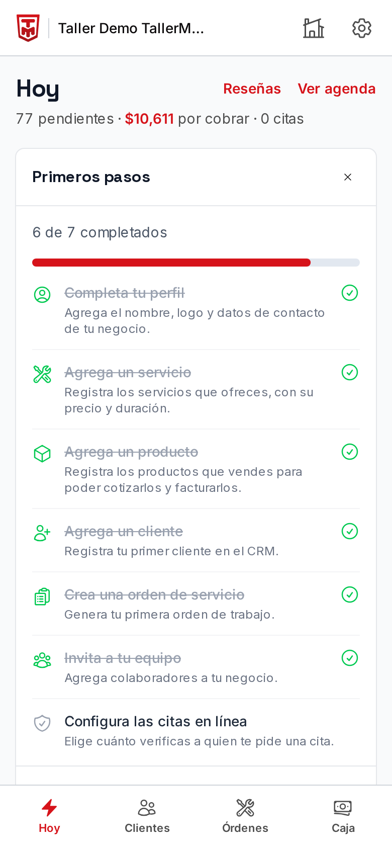Ver qué vehículos están en el taller y en qué va cada uno